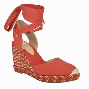 Nine West Friend Ankle Wrap Espadrille Sleehak Sandalen Rood Nederland | QYU-671542